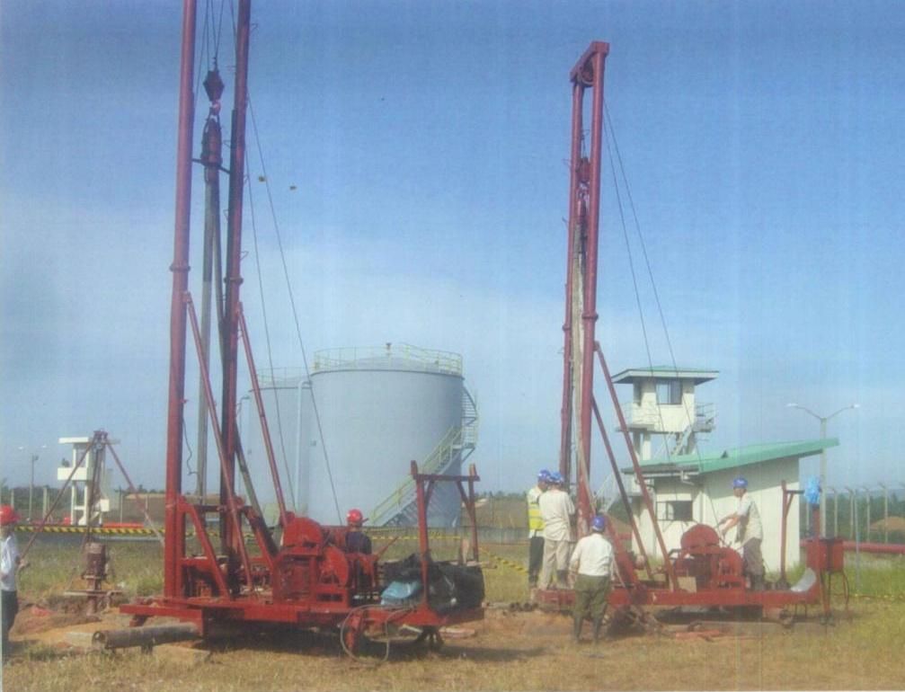 Two piling rigs on site